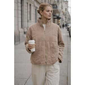 Bobi Los Angeles Quilted Jacket in Hazelnut | Size S | NWT | Neutral Minimalist